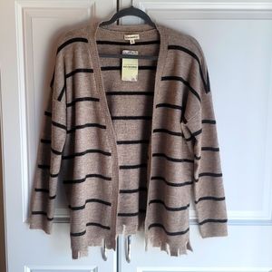 NWT Eesome Striped Distressed Cardigan Size M/L